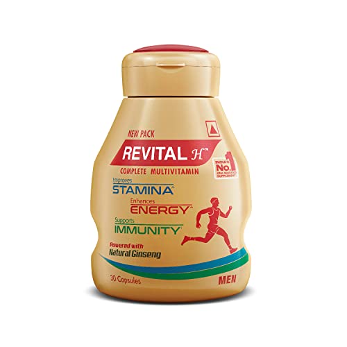 Revital H Multivitamin For Men (30 Capsules) With Natural Ginseng, Zinc, 10 Vitamins & 8 Minerals For Daily Energy, Stamina & Immunity