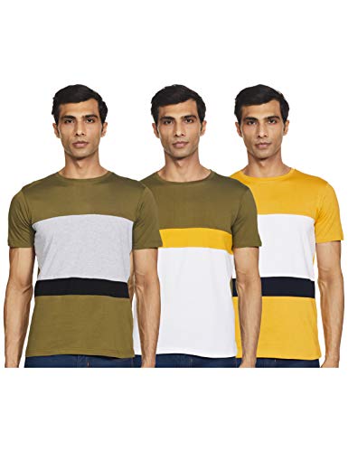 Diverse Solid Regular Men’S Tshirt (Dcmtsp03Rc23L35-53_Olive, Yellow M)