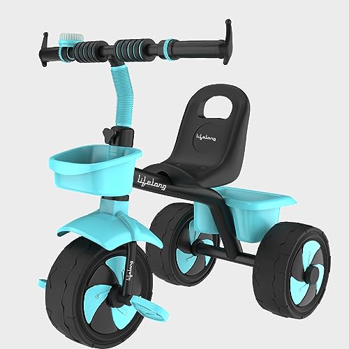 Lifelong Kids Tricycle With Eva Wheels, Bell & Storage Basket|Baby Trike|Age Group 2 Years To 5 Years Carrying Capacity Upto 30 Kgs (Llktc04, Black & Blue)