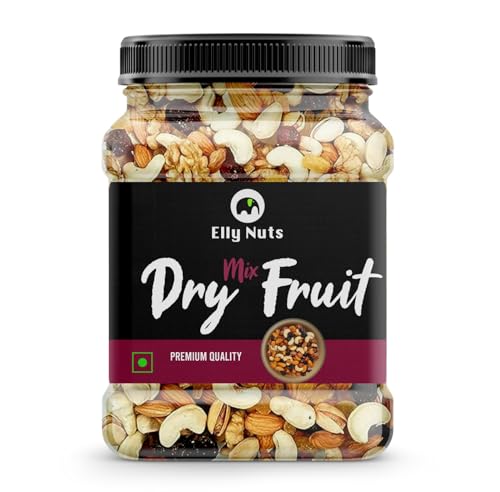 Elly Nuts Mix Dry Fruits And Nuts [Almonds, Pistachios, Cashew, Kishmish, Apricot, Black Raisins Healthy Gift Hamper For Every Occasion Fresh And Healthy Dry Fruits, Seeds And Nuts (1Kg) – Diwali Gift Pack