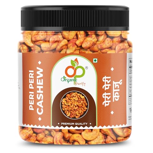 Organic Purify 100% Natural Premium Whole Cashews | Peri Peri Cashew | Premium Kaju Nuts | Nutritious & Delicious | Dry Fruits Jar Pack 1 Kg
