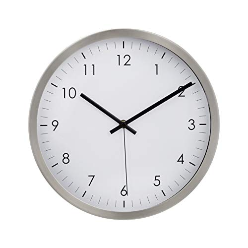 Amazon Basics Traditional Wall Clock, Nickel, 30.4 Cm