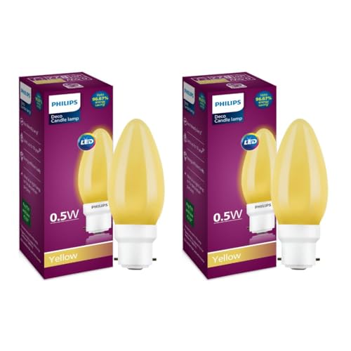 Philips Led Deco Yellow 0.5W Glass Candle (Pack Of 2)