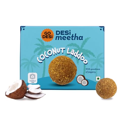 Go Desi Coconut Ladoo, Diwali And Bhai Dooj Gift, Pack Of 2 X 200G, Laddu, Laddoo, 400 Grams, Indian Sweets