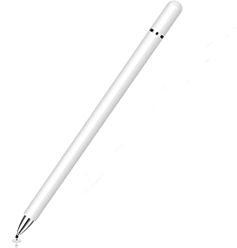 Dyazo Aluminum Super Light Weight Capacitive Stylus Pen For Touch Screen Devices With Fine Point Disc Compatible With All Ios And Smart Android Phone & Tablets Non Magnetic (White)