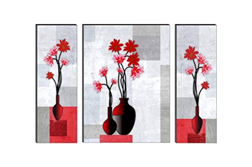 Saf Uv Textured Flower Print Framed Painting Set Of 3 For Home Decoration (Synthetic, 12 Inch X 18 Inch, Set Of 3) Sanfjma62
