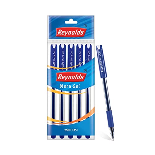 Reynolds Mera Gel 5 Ct Blue | Gel Pen Set With Comfortable Grip | Pens For Writing | School And Office Stationery | Pens For Students | 0.5 Mm Tip Size