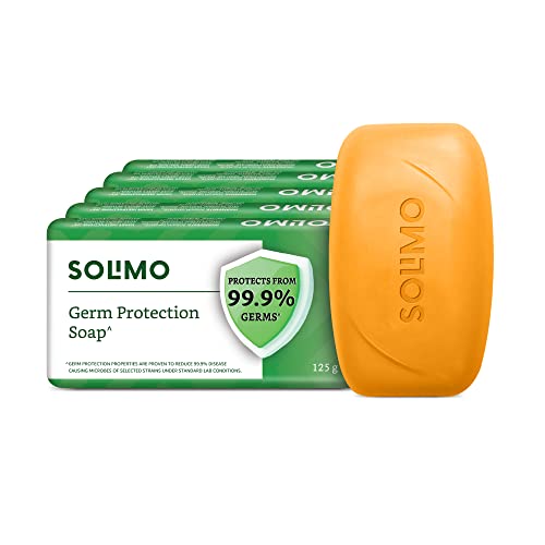 Amazon Brand – Solimo Germ Protection Soap, 125Gm (Pack Of 5)