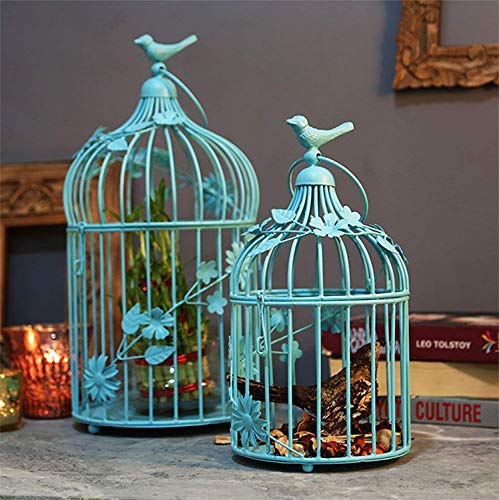 Cinagro Bird Cage Design Tealight Candle Holder For Home & Garden Decor (Blue, Set Of 2)