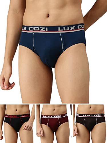 Lux Cozi Men’S Cotton Brief (Pack Of 4) (8904209872852_Cozi_Bigshot_Brief_Col_80_Assorted) (Color & Prints May Vary)