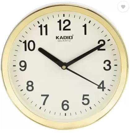 Kadio Analog 20 Cm X 20 Cm Wall Clock (Beige, With Glass, Standard)