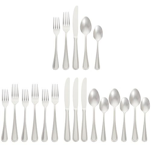 Amazon Basics 20-Piece Stainless Steel Crown Flatware Set, Service For 4