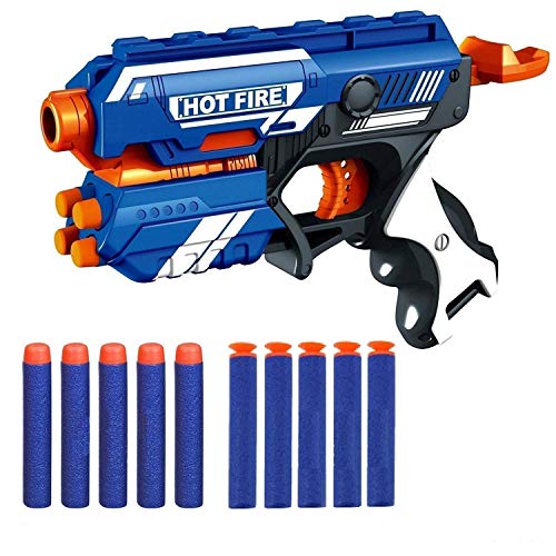 Jack Royal Storm Hot Fire Soft Bullet Gun Toy With 10 Safe Soft Foam Bullets, Fun Target Shooting Battle Fight Game For Kids Boys (Storm- Hot Fire)