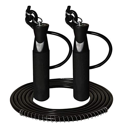 Simran Sports Jumping Skipping Rope For Gym Training, Exercise And Workout, Black, (Blkskippnewsept)
