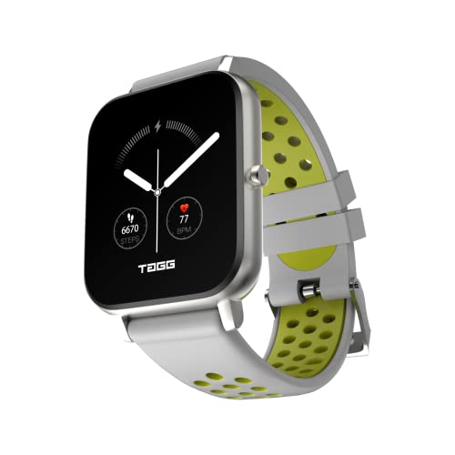 Tagg Verve Sense Smartwatch With 1.70” Large Display, Real Spo2, And Real-Time Heart Rate Tracking, 7 Days Battery Backup, Ipx67 Waterproof || Silver Yellow,Standard
