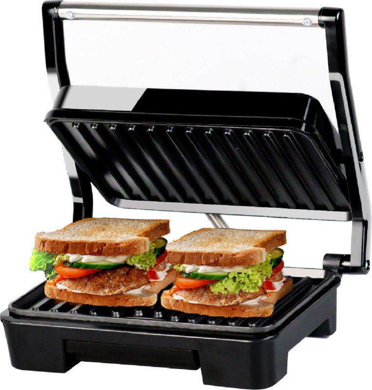 Ibell Sm1515 Sandwich Maker With Floating Hinges, 1000 Watt, Panini / Grill / Toast, Grill(Black, Silver)