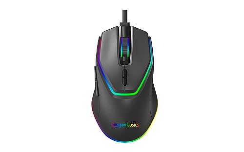 Amazon Basics Rgb Gaming Wired Mouse With 7 Programmable Buttons I 13+1 Modes Rgb Light I 1.5 Braided Cable I 7200 Dpi