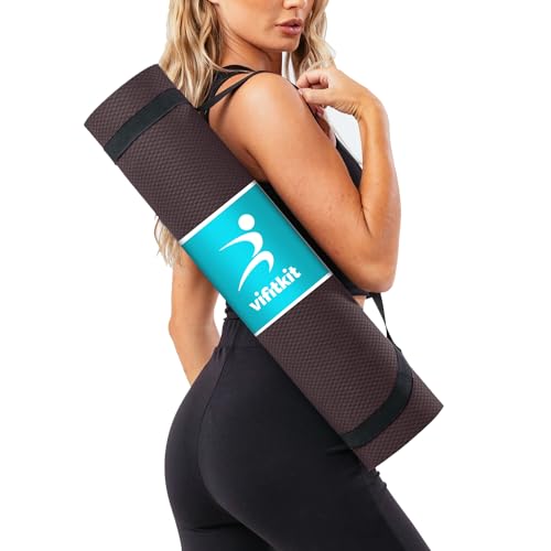 Vifitkit 6Mm Anti-Skid Eva+Tpe Yoga Mat With Carry Bag For Home Gym & Outdoor Workout For Men & Women, Water-Resistant, Easy To Fold (Wine)