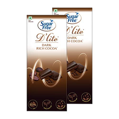 Sugar Free D’Lite Zesty Orange Flavour Dark Chocolate Bar, 80G (Pack Of 2)