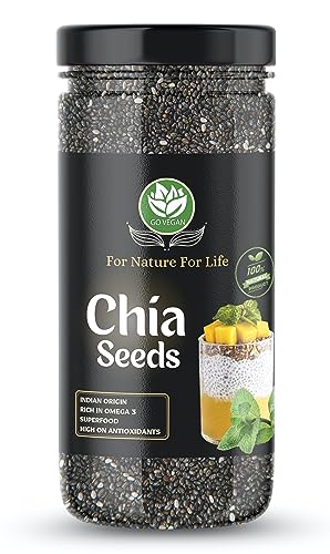 Go Vegan Chia Seeds For Weight Loss – 500Gm | Omega 3 Best For Weight Loss (Jar Pack)