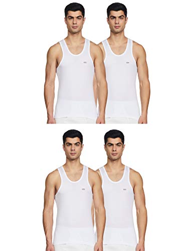 Lux Venus Men’S Cotton Vest (Pack Of 4) (8904209873965_Venus_Wh_Rn_95_White)
