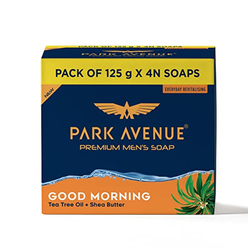 Park Avenue Premium Men’S Soaps For Bath – Good Morning | 125G (Pack Of 4) | Enriched With Tea Tree Oil & Shea Butter | Grade 1 Soap | For All Skin Types
