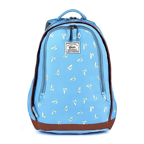 Gear Origami 35 L Water Resistant Backpack With Rain Cover/School Bag/College Bag/Daypack/Casual Backpack For Boys/Girls/Men/Women (Forget Me Not Blue -Tan)