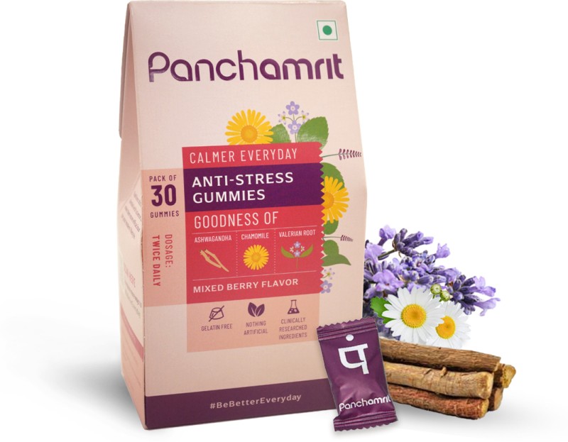Panchamrit Anti-Stress 30 Gummies|Manage Stress & Anxiety |Mixed Berry Flavour(30 No)