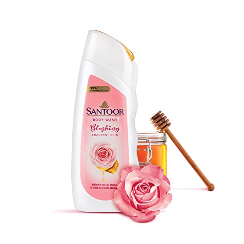 Santoor Blushing Skin Body Wash, 230Ml, Enriched With Indian Wild Rose & Himalayan Honey, Soap-Free, Paraben-Free, Ph Balanced Shower Gel