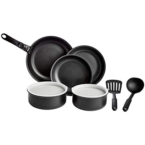 Amazon Basics Cookware Set With Lids And Removable Handle -10 Piece (Without Induction Base)
