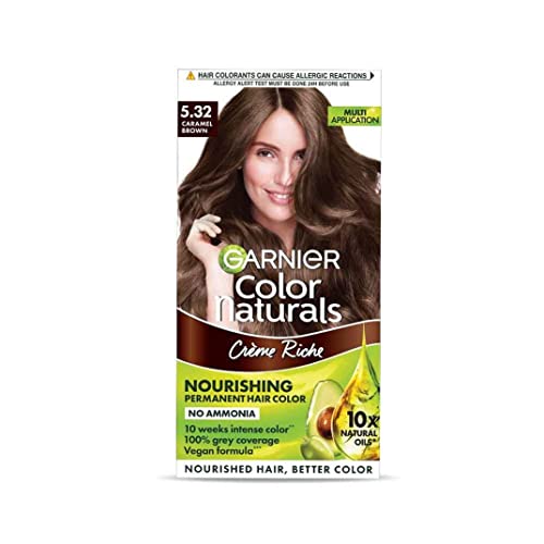 Garnier, Hair Colouring Creme, Long-Lasting Colour, Smoothness & Shine, Color Naturals, Shade: 5.32 Caramel Brown, 70Ml + 60G