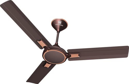 Standard Ameo 1200Mm High Speed Decorative Ceiling Fan|Anti Dust|Energy Efficient Bee Star Rated|2 Year Warranty |Wider Air Delivery|Mettalic Finish(Espresso Brown- Metallic Brown, Pack Of 1)