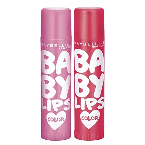 Maybelline New York Lip Balm, With Spf, Moisturises And Protects From The Sun, Pink Lolita & Baby Lips Cherry Kiss, Baby Lips, Pink, Red,(Pack Of 2), 8G