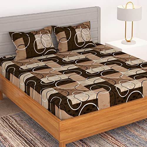 Bedspun 150 Tc Microfiber 1 U Double Size Bed Sheet With 2 Pillow Covers (220 X 225 Cm Or 86 X 88 Inch), Brown