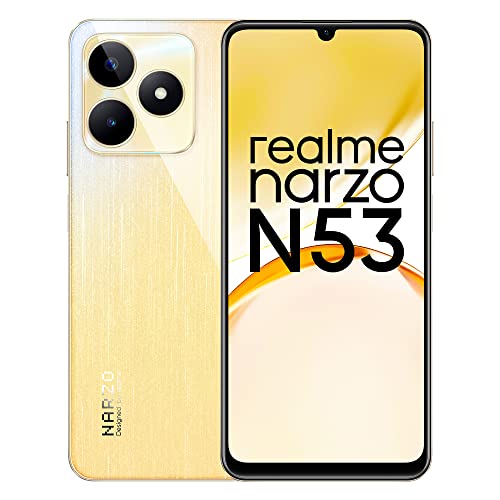 Realme Narzo N53 (Feather Gold, 4Gb+64Gb) 33W Segment Fastest Charging | Slimmest Phone In Segment | 90 Hz Smooth Display