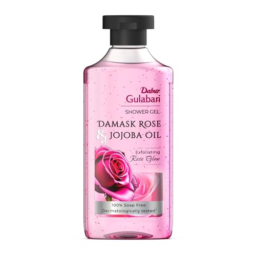 Dabur Gulabari Shower Gel – Damask Rose & Jojoba Oil – 250Ml | Exfoliating Rose Glow| Beautiful Damask Rose Fragrance| 100% Soap Free Body Wash