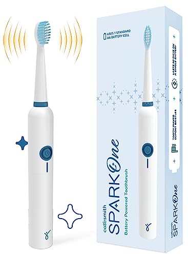 Caresmith Spark One Electric Battery Toothbrush | Electric Tooth Brushes For Adult | Aa Battery Provided | 30000 Strokes Per Minute (White, 1)