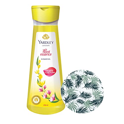 Yardley London Floral Essence Shower Gel, Peony & Ylang Ylang, Body Wash (250 Ml) With Shower Cap