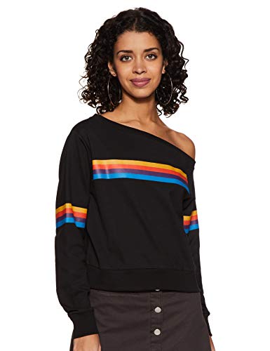 Amazon Brand – Inkast Denim Co. Women’S Cotton High Neck;One Shoulder Neck Sweatshirt(Aw19/Pop/Sw-14_Black_X-Large_Black_Xl)