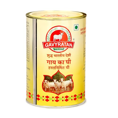 Gavyratan Pathmeda A2 Desi Cow Bilona Ghee – Natural Flavour, 1L, Bi-Directionally Churned, Traditional Vedic Process, High Smoke Point, Made By Rural Communities