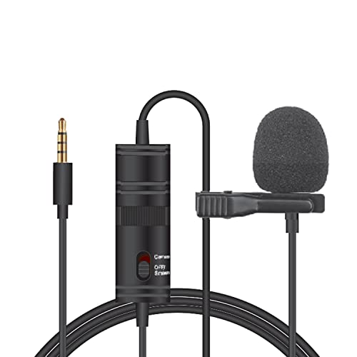 Tygot T-M1 Auxiliary Omnidirectional Lavalier Clip On Collar Microphone For Mobile Phone, Camera With 6M Audio Cable, 3.5 Mm Trrs Plug And 6.35 Mm Adapter (Black)