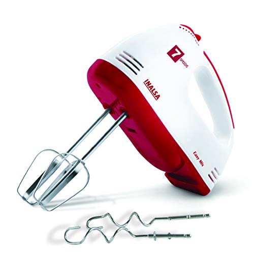 Inalsa Hand Blender| Hand Mixer|Beater – Easy Mix, Powerful 250 Watt Motor | Variable 7 Speed Control | 1 Year Warranty | (White/Red)