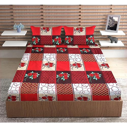 Urban Magic 100% Microfiber Printed Red Double Bedsheet With 2 Pillow Covers, Size – 215 X 210 Cm, Pack Of 1