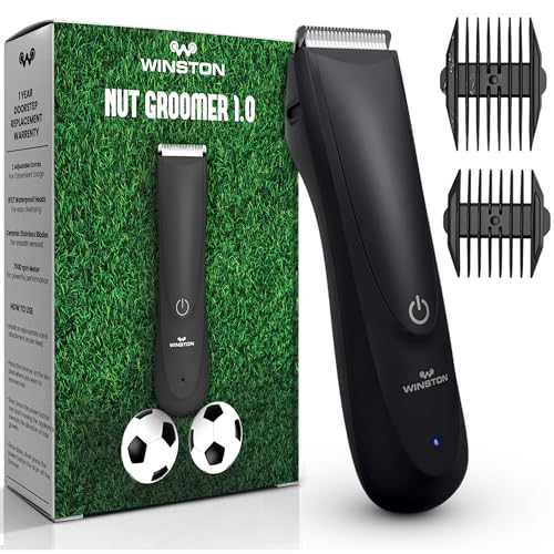 Winston Nut Groomer 1.0 Ultimate Body & Ball Trimmer For Men With No-Cut Ceramic Blade | Rechargeable & Waterproof With 90Min Run Time – Black