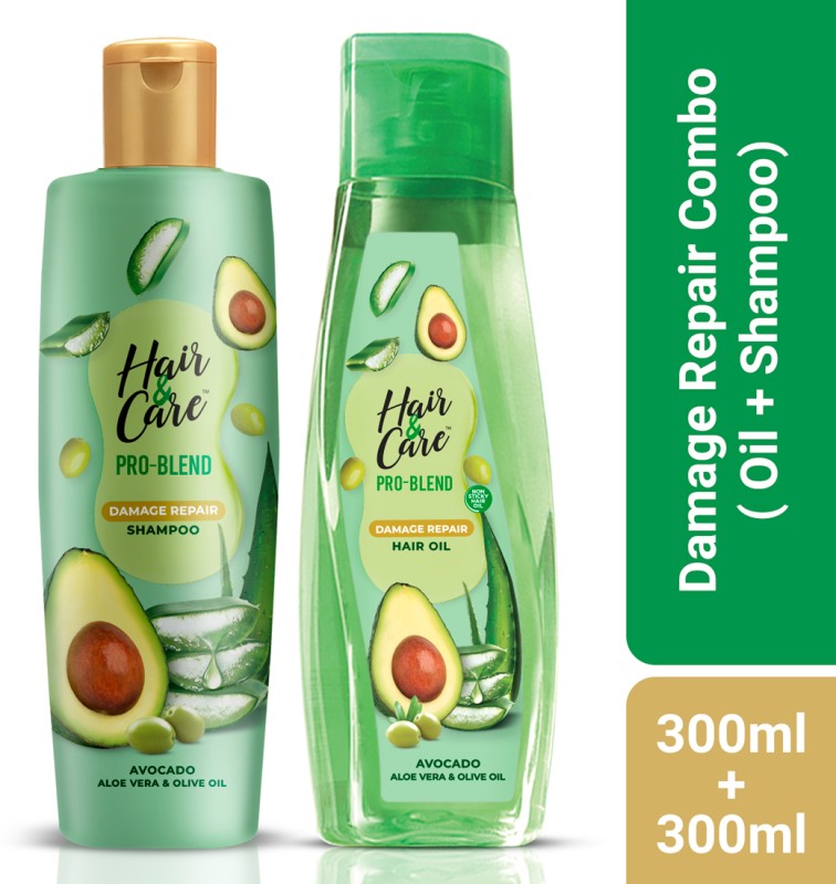 Hair & Care Pro Blend Damage Repair Hair Shampoo+Oil Combo With Olive Oil,300Ml(2 Items In The Set)
