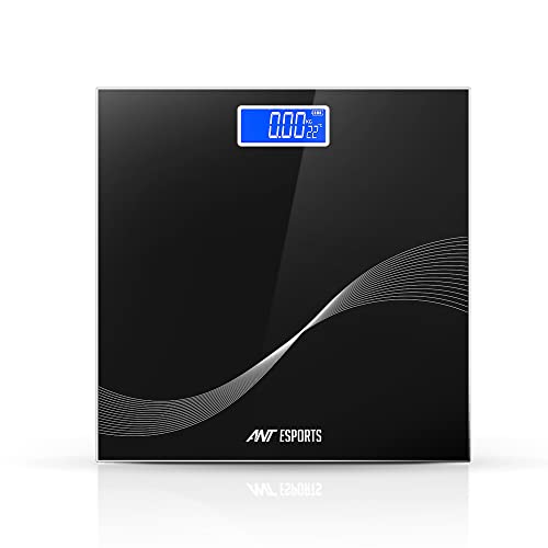 Ant Esports Flora Wave Digital Weighing Scale, Highly Accurate Digital Bathroom Body Scale, Precisely Measures Weight Up To 180Kg – Black