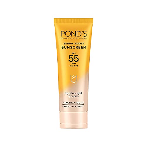 Pond’S Serum Boost Sunscreen Prevent And Fade Dark Patches With The Power Of Spf 55 And Niacinamide-C Serum 100G
