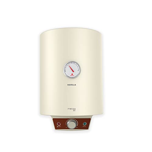 Havells Monza Ec 25 L Storage Water Heater, Metallic Body, 2000 W, 4 Star, Free Flexi Pipe | Warranty: 7 Yr On Inn. Container; 4 Yr On Heating Element; 2 Yr Compre., (Ivory) 1 Count |Wall
