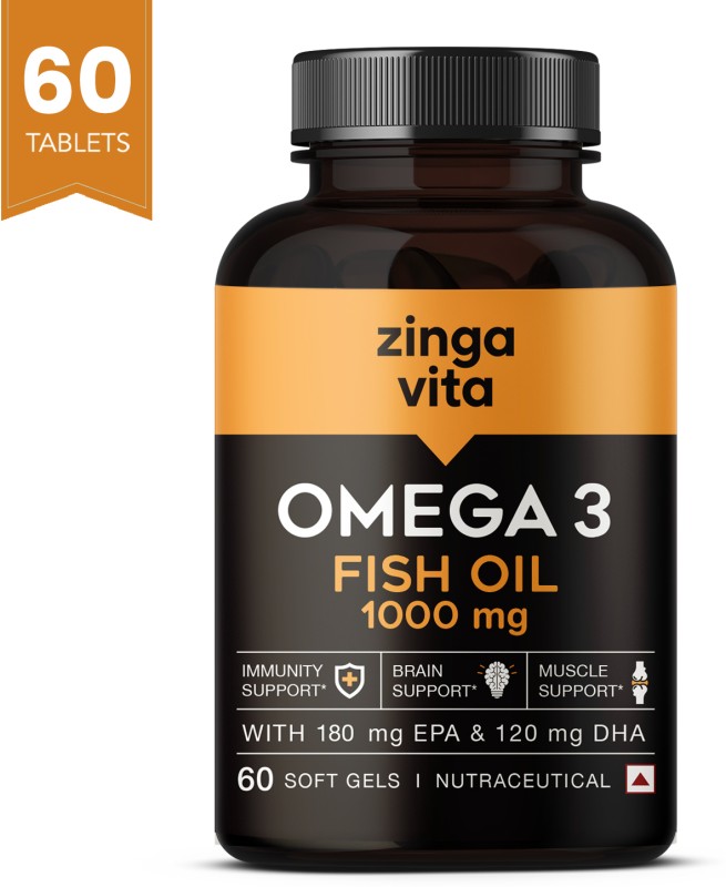 Zingavita Omega 3 Fish Oil Capsule Mercury Free Formula For Heart, Joints & Eye Support(60 Capsules)