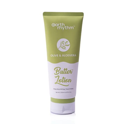Earth Rhythm Olive & Aloevera Butter Body Lotion | Deeply Nourishes, Soothes Skin & Intensely Hydrates | For All Skin Type | Men & Women – 200 Ml